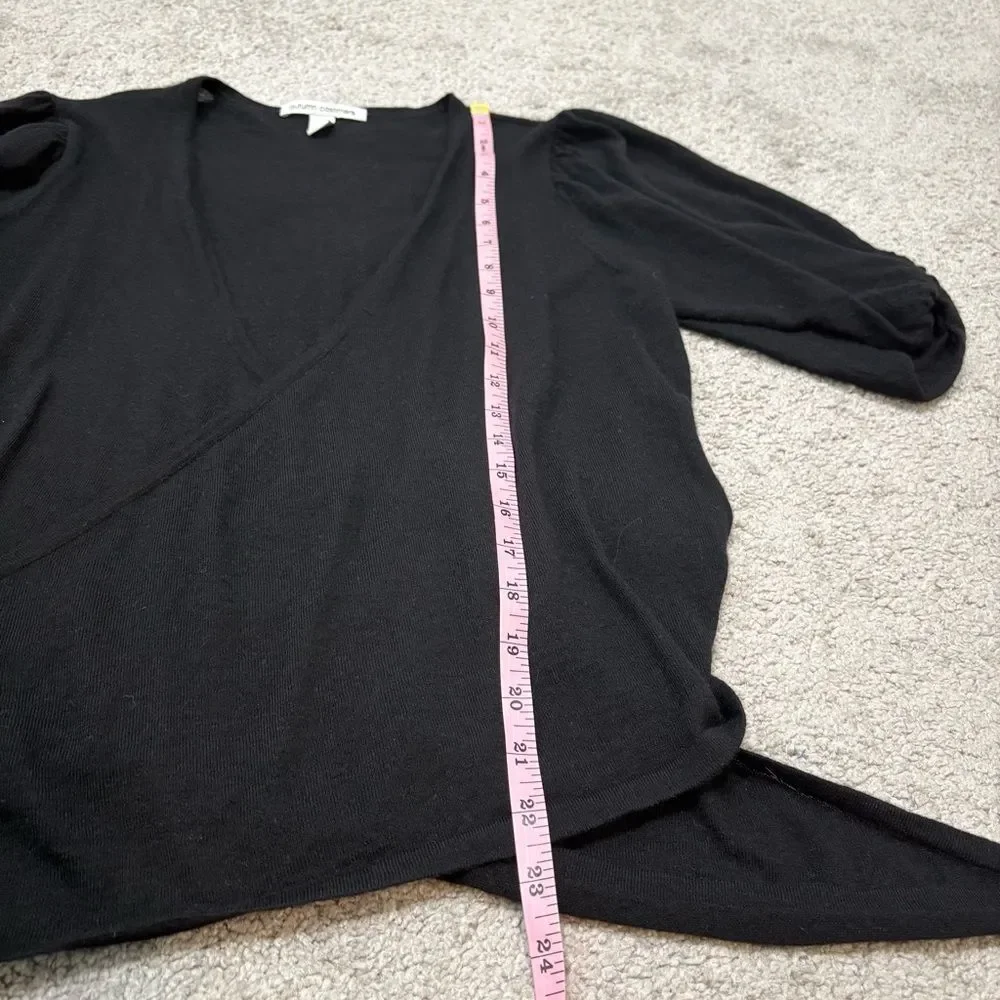 Autumn Cashmere Black Puff Short Sleeve Wrap Top Size M